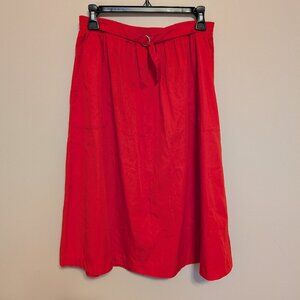 VINTAGE Favorites Ltd. red A-line skirt elastic waist vintage size 16 EUC